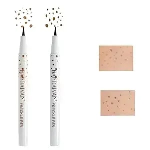 2pcs Freckle Pen Waterproof 2 Colors,Natural Lifelike Faux Face Freckle Makeup Pen,Magic Freckle Color,Waterproof Longlasting Soft Small Sopt Pen,For Natural Effortless Sunkissed Skin Makeup(2packs)