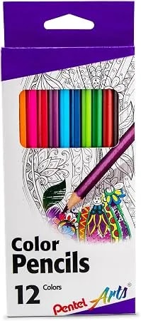 Pentel Arts Colored Pencils, Assorted Colors, Set Of 12 (cb8-12)