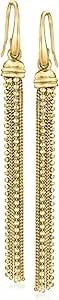Ross-Simons Italian 18kt Gold Over Sterling Bead And Curb-Chain Tassel Drop Earrings