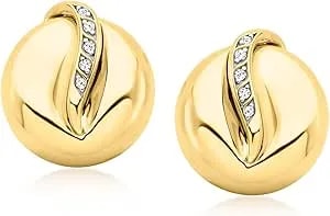 Ross-Simons 18kt Gold Over Sterling Puffy Round Earrings With Diamond Swirls