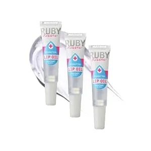 Ruby Kisses Hydrating Clear Lip Oil Treatment Gloss (3 Pack), Hydrates & Heals With Vitamin E & Jojoba, Lightweight Non-Greasy Formula With Almond Oil, Repair & Protect Dry Chapped Lips
