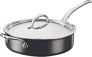 Hestan Nanobond Molecular Titanium Saute Pan With Lid, 3.5-Quart - Pfas-Free Stainless Steel, 4x Stronger, 1050°F Safe, Induction Compatible, Handcrafted Italy