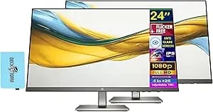 HP Series 5 524da 24" FHD IPS Monitor With 5ms Response Time, Anti Glare, Flicker Free, VGA, HDMI & Dockztorm USB Port Expander, Black/Gray Color (B11W5AT#ABA) 2 Pack