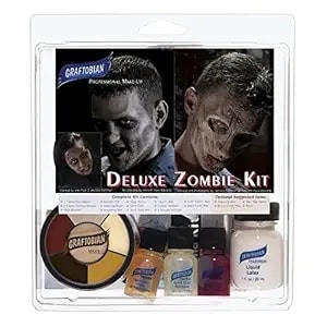 Graftobian Deluxe Zombie Makeup Kit - Expanded Theatrical Makeup Kit For Costumes, Cosplay, And Halloween
