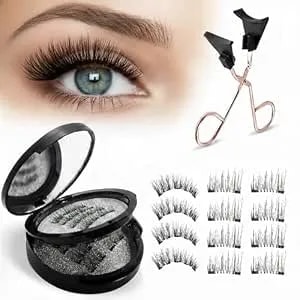 Magnetic Eyelashes With Applicator Kit, 3d Reusable Magnetic False Eyelashes, No Glue Or Eyeliner Needed, Waterproof & Lightweight Fake Lashes With Mirror Storage Case For Natural Look