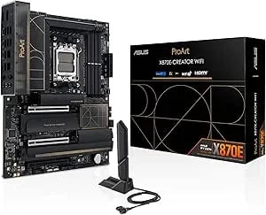 Asus Proart x870e-Creator Wifi Amd am5 x870e Atx Motherboard Pcie® 5.0 x16 Slots With Full Support For Next-Gen Gpus, 16+2+2 Power Stages, ddr5, Dual usb4®, 10 Gb & 2.5 Gb Lan, Wifi 7, Four M.2 Slots