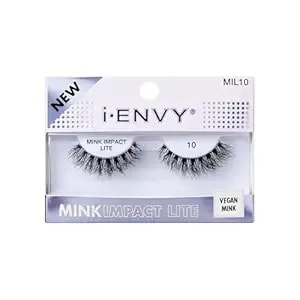 I-Envy Mink Impact Lite - 100% 3d Mink-Like Vegan Lashes, Lightweight & Comfortable, Natural Fluffy, Invisible Band, All-Day Wear Undetectable False Eyelashes