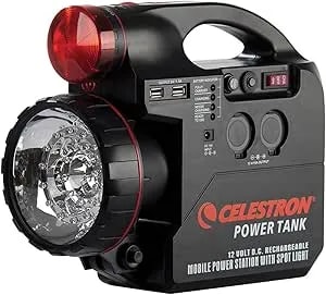 Celestron – Powertank 12 Telescope Battery – Rechargeable Portable 12V Power Supply For Computerized Telescopes – 84 Wh Power – Built–In 2 USB Ports, Cigarette Lighter Adapter, Built-In Flashlight