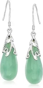 Ross-Simons Jade Teardrop Earrings In Sterling Silver