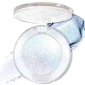 Holographic Blue Glitter Eyeshadow - Multichrome Color Shift Shimmer Eyeshadow Palette, Chameleon Glitter Eye Shadow, Cream To Powder Sparkling Inner Corner Eye Face Highlighter Makeup, #04