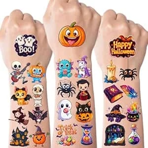 Jcfire Halloween Temporary Tattoos For Kids, Halloween Party Favors, Treat Or Trick Supplies, Crafts For Goodie Bag Stuffers, Birthday Party Decorations Accessories, Games, Toys, Gifts