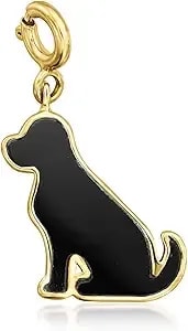 Ross-Simons Onyx Dog Charm In 18kt Gold Over Sterling
