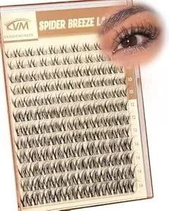 Spider Breeze Lash Clusters, Wispy Natural Eyelash Clusters D Curly Lashes Cluster Venus 8-16mm Cluster Eyelash Extensions Reusable Individual Lashes With Invisible Band For Diy At Home Vanssymunlin