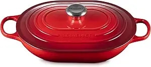 Le Creuset Enameled Cast Iron Signature Oval Casserole With Lid, 3.75 Quart, Cerise