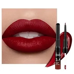 1pcs 2 In 1 0xblood Red Matte Lip Liner And Liquid Lipstick Stain Makeup Set For Women, Red Long Lasting Smudge Proof Lip Tint Matte Finish Lip Gloss For All-Day Color Hold Easy To Use 30#