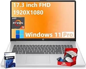 Hp 17.3inch Fhd Laptop Computer For Work & Study - 16gb Ram, 512gb Ssd, Amd Ryzen 5 7430u Processor, wifi6, win11 Pro, Computer Multitask For Remote Work,Online Meetings, Students & Home Office