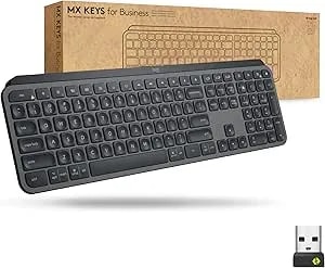 Logitech Mx Keys Wireless Illuminated Keyboard For Business, Quiet Perfect-Stroke Keys, Logi Bolt Technology, Bluetooth, Rechargeable, Globally Certified, Windows/Mac/Chrome/Linux - Graphite