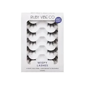 Spiky Wisps ws003, Faux Mink Eyelashes, Faux Mink Fibers, Half Length, Black, Ultra-Lightweight, Soft & Flexible Band, Reusable, 5 Pairs - Ruby Vibe Co
