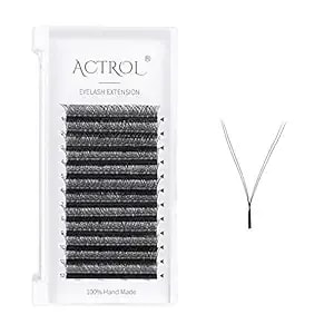 Yy Lashes Extension Professional Grade Black 0.07mm D Curl 12mm Volume Individual Yy Eyelashes Extension Y Shaped Soft Eyelashes Thin Root Easy Fan Making For Lash Artists