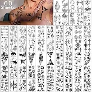 Yazhiji Waterproof Temporary Tattoos - 60 Sheets Tiny Fake Tattoo, Flowers Crowns Stars Animal Butterfly Collection Tats For Kids Adults Men And Women