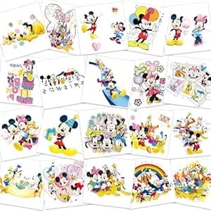 Temporary Tattoo Stickers, 60 Count, Mouse Theme, Removable Fake Tattoos For Birthday Party Goody Bags And Treat Bags, Ages 3 And Up