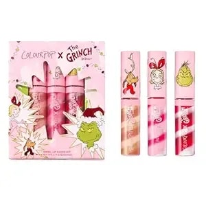 Colourpop X The Grinch Merry Grinchmas Swirl Tinted Lip Gloss Makeup Kit - Vegan Hydrating Lip Gloss Set With Sugar Cookie Flavor - Limited Edition Holiday Makeup Gift Set (3 Count)