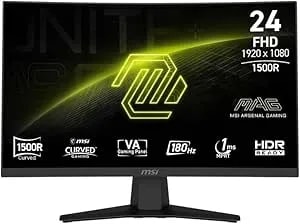 Msi Mag 244c 24-Inch 1920 X 1080 (Fhd) Gaming Monitor, 180hz, Adaptive-Sync, Hdmi, Displayport, Vesa Mountable, Tilt, Height Adjustable, Speaker, 1ms, Black