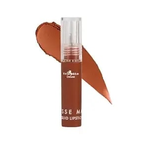 Italia Deluxe Pick 1 Mousse Matte Liquid Lipstick Comfortable Velvet Finish & Zipper Bag (190-01 : Almond, Full Size)