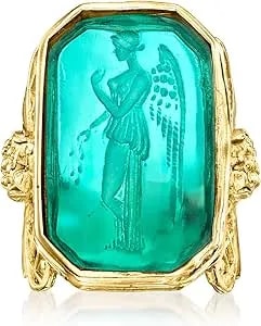 Ross-Simons Italian Tagliamonte Blue Venetian Glass Angel Ring In 18kt Gold Over Sterling
