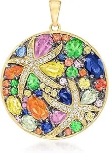 Ross-Simons 5.02 Ct. T.W. Multi-Gemstone Starfish Pendant With .26 Ct. T.W. Diamonds In 14kt Yellow Gold