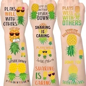 Adults Pineapple Temporary Tattoos - Lovarywow 200+ Cool Pineapple Temporary Tattoos Stickers For Men Women Fruit Themed Party Decorations Supplies Favors Funny Pineapple Fake Tattoo Prizes