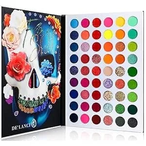 De'Lanci Big Colorful Eyeshadow Palette Professional 54 Color Board Eye Shadow Bright Neon Glitter Matte Shimmer Makeup Pallet Highly Pigmented Powder Eyeshadow For Women Girl Halloween Christmas Gift
