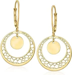 Ross-Simons Italian 14kt Yellow Gold Openwork Circle Drop Earrings