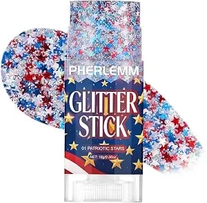 Patriotic Star Body Glitter Stick Hair Accessories For Women, 250 Anniversary Usa Merchandise Rave Outfits For Women, Body Glitter 4th Of July Decorations For Red White And Blue Decorations