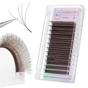 4d Brown Premade Fan W Shape Eyelash Extensions 0.07 D Curl 8-15mm Mix Volume Self Fanning False Lashes Makeup Supplies Professional Use Lash Extension(0.07 D, 8-15mm Mix)