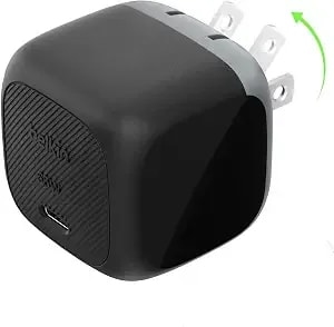 Belkin 65w Compact Usb C Charger Block, Fast Charging For Travel - Pd 3.1, Pps, Laptop Charger, Macbook, Chromebook, Ipad, Iphone 17, Samsung Galaxy, Pixel, Nintendo Switch 2, Foldable Prongs