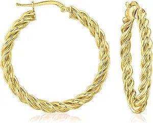 Ross-Simons Italian 18kt Gold Over Sterling Medium Twisted Hoop Earrings