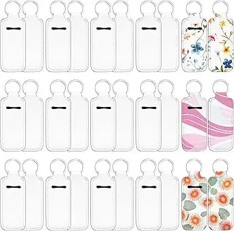 30 Pcs Sublimation Lipstick Holder Keychain Blanks, Chapstick Holder With Neoprene Clip-On Sleeve, Bulk Travel Key Ring Diy Sublimation Blanks Products