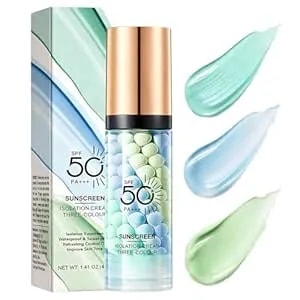 3 In 1 Primer For Face Before Makeup, Sunscreen Color Correcting Serum, Spf 50 Pa+++ Isolation Cream, One Step Color Corrector Face Primer, Blurs Imperfections Oil Control & Moisturizing,Radiance Skin
