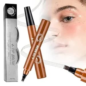3d Magic Eyebrow Contouring Pen, 2026 New Microblading Eyebrow Pencils For Eyebrow Women Girls, 4 Tipped Precise Medium Fine Waterproof Eye Brow Pen For Makeup (Light Brown)