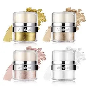 Body Shimmer Powder, 4pcs Body Glitter Powder With Sponge Head, Eyes, Hair, Face Glitter For Women & Girls, 3d Contour & Long Lasting Luminous, Shimmer Makeup Perfect For Daily, Party