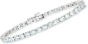 Ross-Simons 7.00 Ct. T.W. Aquamarine Tennis Bracelet In Sterling Silver