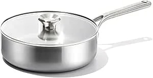 Oxo Mira Tri-Ply Stainless Steel, 3.25qt Saute Pan Jumbo Cooker With Lid, Induction, Multi Clad, Dishwasher And Metal Utensil Safe