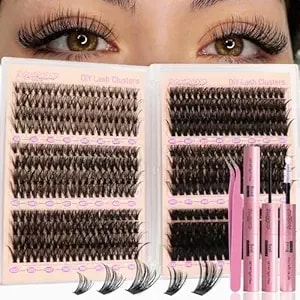 Eyelash Clusters 30d 40d 50d 60d 80d 100d, Wispy D Curl Individual Lash Extensions, 456pcs 10-16mm Mixed Length Natural Diy Cluster Lashes Thick Fluffy Eyelash Multi-Function Kit