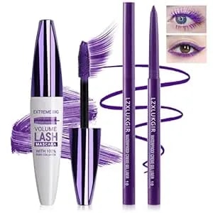 Purple Mascara And Eyeliner Set,5d Colored Volume And Length Waterproof,Purple Mascara For Eyelashes,Natural Lengthening Curling,Suitable For Women