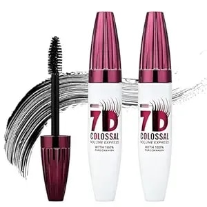 7d Waterproof Mascara, Black Lengthening Thickening Softer Fuller Lashes Mascara, Smudge-Proof, Gentle Formula, Daily Use (2pcs)