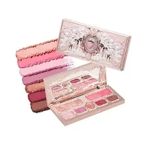 Flower Knows Strawberry Cupid Makeup Palette,Pink Face Makeup With 5 Matte + 2 Shimmer Shades,Blendable Smooth Cute All- In-One Make Up Palette,0.49 Oz(02 Cupid'S Mischief)