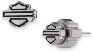 Harley-Davidson Women'S 6mm Bar & Shield Logo Stud Earrings, Stainless Steel