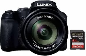 Panasonic Lumix fz80d 20 To 1200mm Zoom Lens Point And Shoot Compact Camera (Black) Bundle With 64gb Extreme Pro Sdxc Uhs-I Memory Card (2 Items)