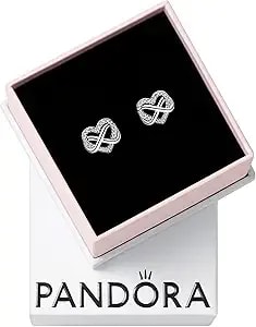Pandora Sparkling Infinity Heart Stud Earrings - Gift For Her - Sterling Silver Stud Earrings With Cubic Zirconia For Women - With Gift Box
